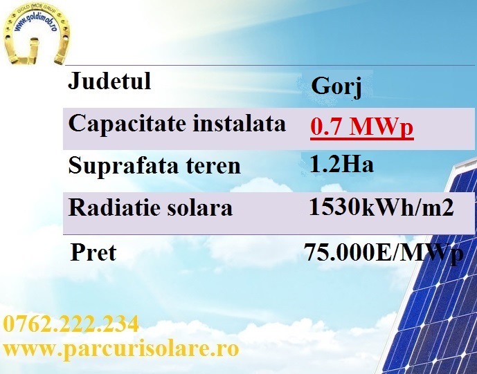 parc fotovoltaic 0.7 mw gorj
